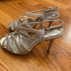 Silver glittery heels